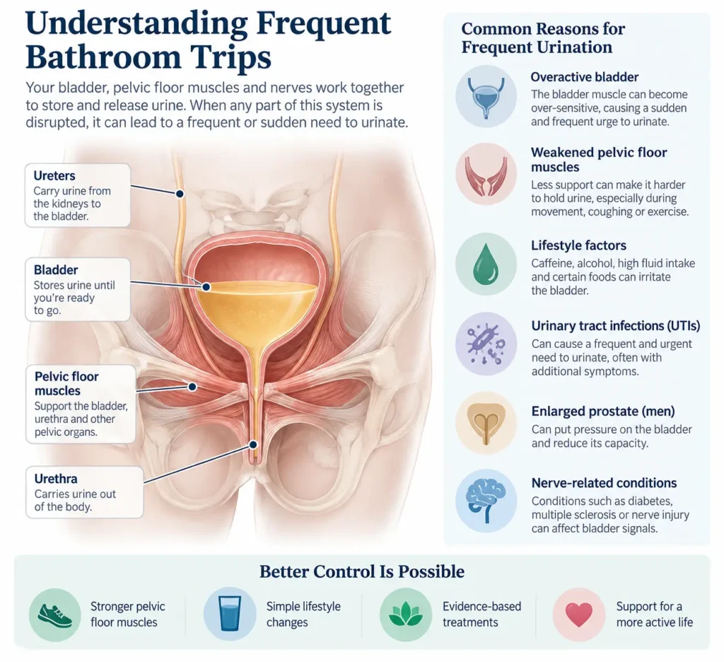 urinary incontinence symptoms and treatment options guide detailed infographics by incontinence direct Cambridge